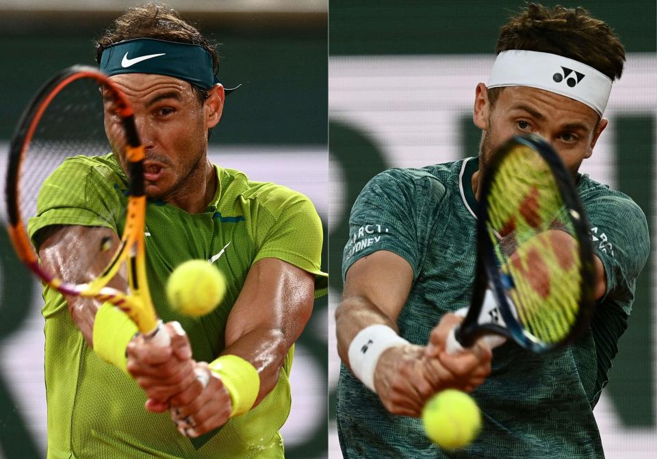 Casper Ruud and Rafael Nadal are set to compete in the men's singles final match for The Mousquetaires Cup at The French Open tennis tournament in Paris on June 5, 2022.