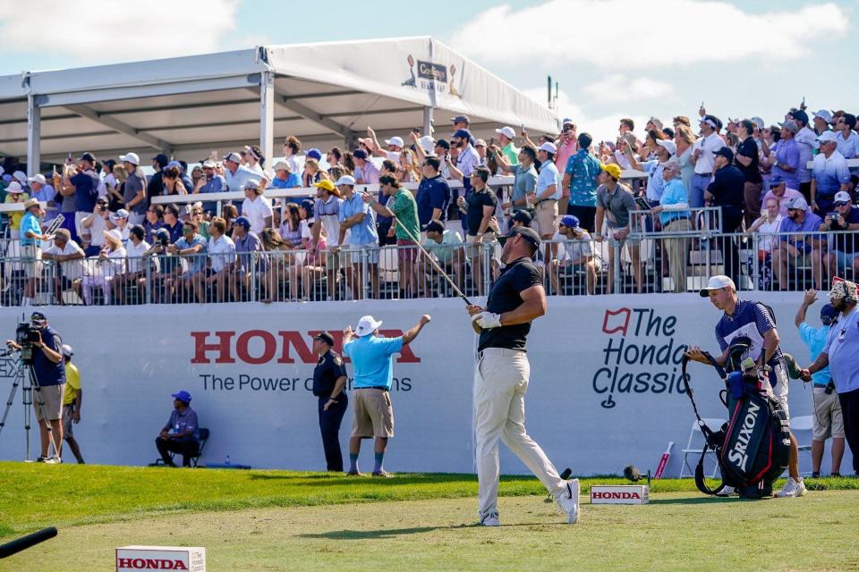 Brooks Koepka, teeing off on the 17th hole during the third round of February's Honda Classic, would not be able to play in next year's event due to his defection to the LIV Tour.