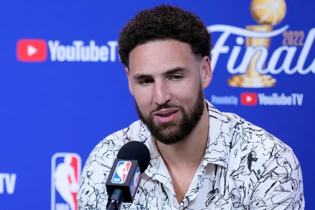 Klay Thompson at a postgame press conference. (Photo: Thearon W. Henderson via Getty Images)