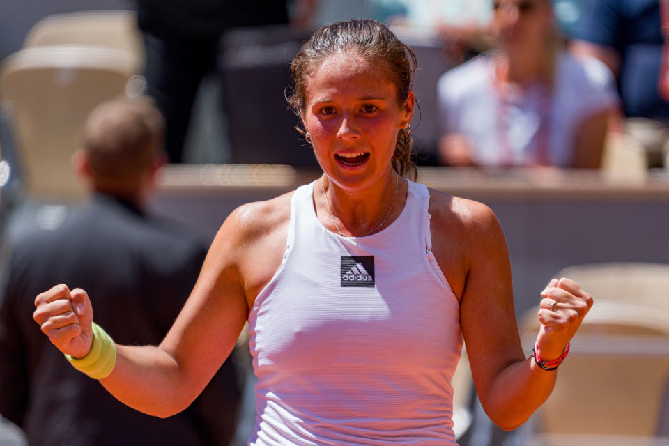 Seen here, Daria Kasatkina celebrating her quarter-final win against Veronika Kudermetova at the French Open.