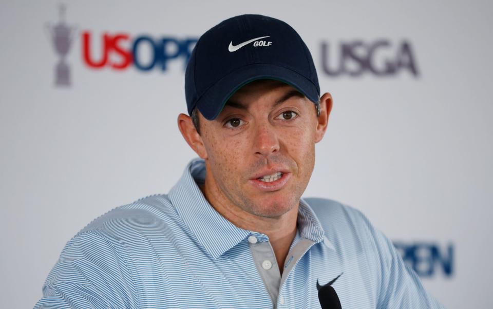  Rory McIlroy of Northern Ireland speaks to the media at a press conference during a practice round prior to the US Open at The Country Club on June 14, 2022 in Brookline, Massachusetts - Rory McIlroy tells Charl Schwartzel: 'Your Saudi win meant nothing' - GETTY IMAGES