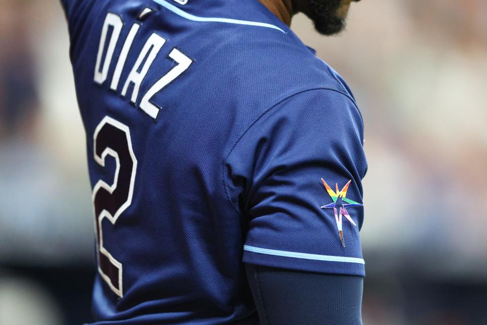 At Sautrday's Pride Night game, the Tampa Bay Rays featured alternate logos on their uniform sleeves, along with a rainbow-logoed caps. However, some players peeled the decals off their sleeves and opted to wear their regular caps.