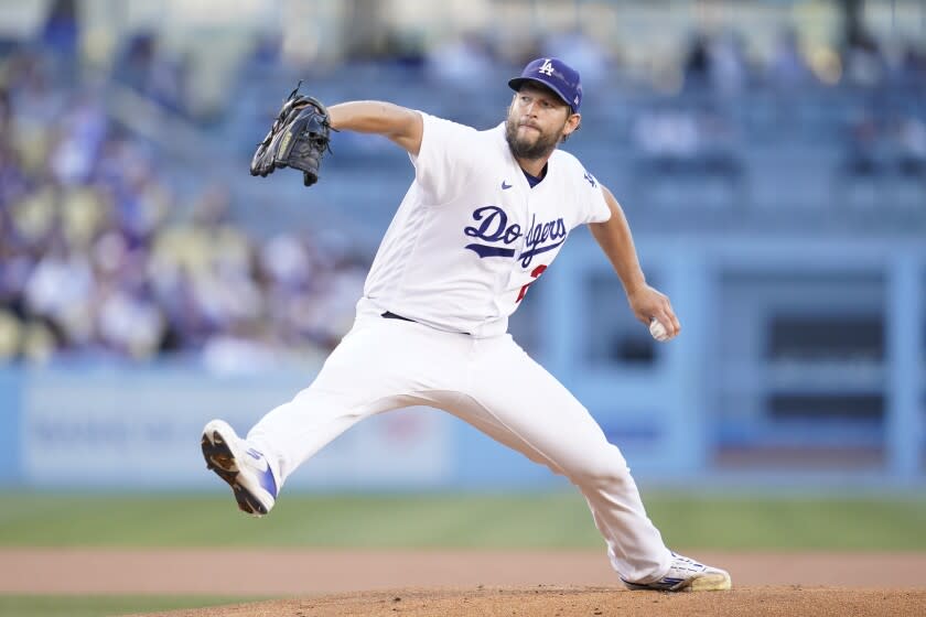 Dodgers starter Clayton Kershaw pitches during the first inning against the Chicago Cubs on July 9, 2022.