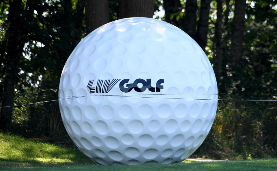 NORTH PLAINS, OREGON - JUNE 27: A general view of signage during a practice round prior to the LIV Golf Invitational - Portland at Pumpkin Ridge Golf Club on June 27, 2022 in North Plains, Oregon. (Photo by Steve Dykes/LIV Golf/via Getty Images)