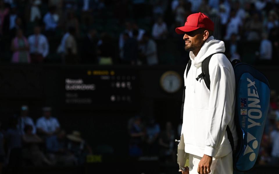 Nick Kyrgios wore his red hat after the final defeat - GETTY IMAGES