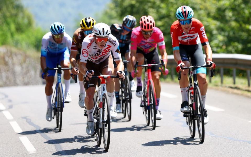 Stan Dewulf rides on the front of the breakaway - GETTY IMAGES
