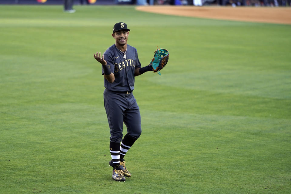 Seattle Mariners rookie Julio Rodriguez caught everyone's attention at MLB's All-Star Game festivities. (AP Photo/Jae C. Hong )