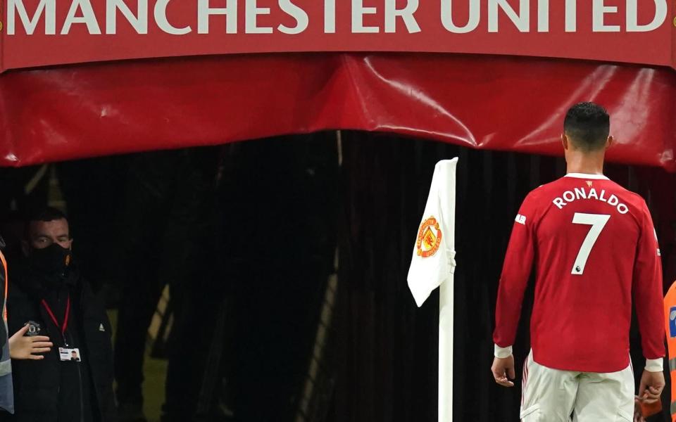 Cristiano Ronaldo leaves the Old Trafford pitch last season - PA