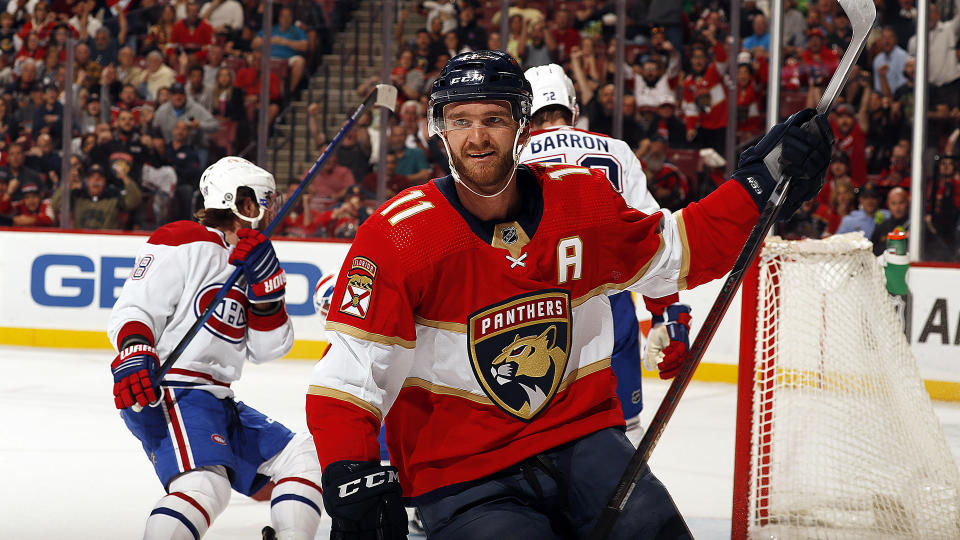 Jonathan Huberdeau is sticking around with the Flames for the long haul. (Photo by Eliot J. Schechter/NHLI via Getty Images)