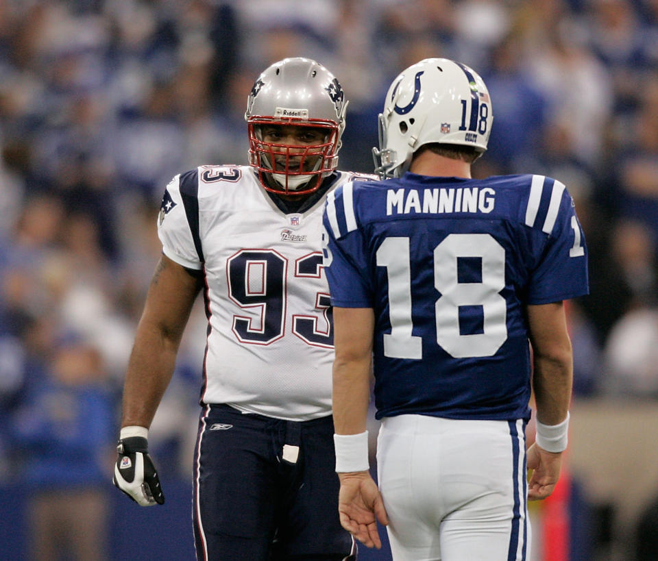 New England Patriots defensive lineman Richard Seymour was a big part of the Patriots' first three Super Bowl championship teams. (Photo by Matthew West/MediaNews Group/Boston Herald via Getty Images)