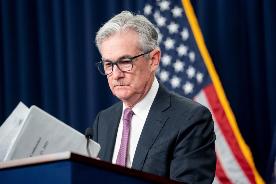 U.S. Federal Reserve Chair Jerome Powell attends a press conference in Washington, D.C., the United States, on July 27, 2022. The U.S. Federal Reserve on Wednesday raised its benchmark interest rate by 75 basis points, the second in a row of that magnitude, as elevated inflation showed no clear sign of easing. (Photo by Liu Jie/Xinhua via Getty Images)