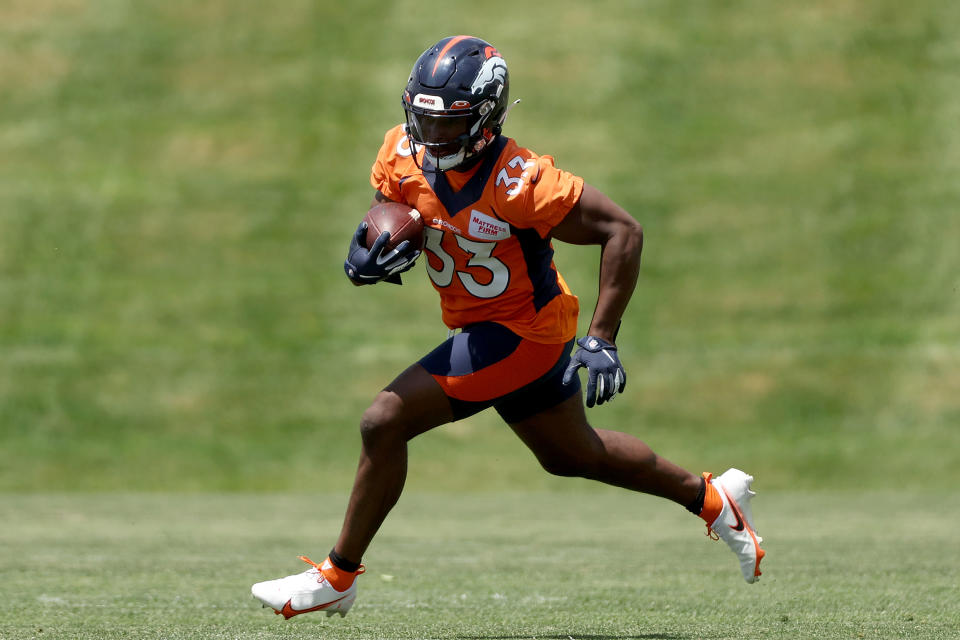 Javonte Williams #33 of the Denver Broncos is a fantasy enigma