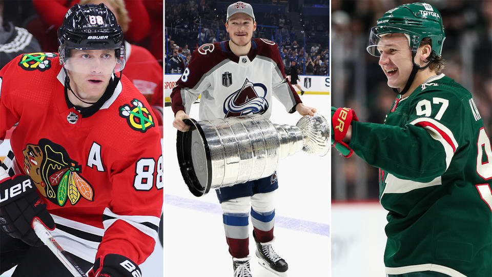 Patrick Kane, Cale Makar and Kirill Kaprizov will be among the three most intriguing players to watch in the NHL this season. (Getty Images)