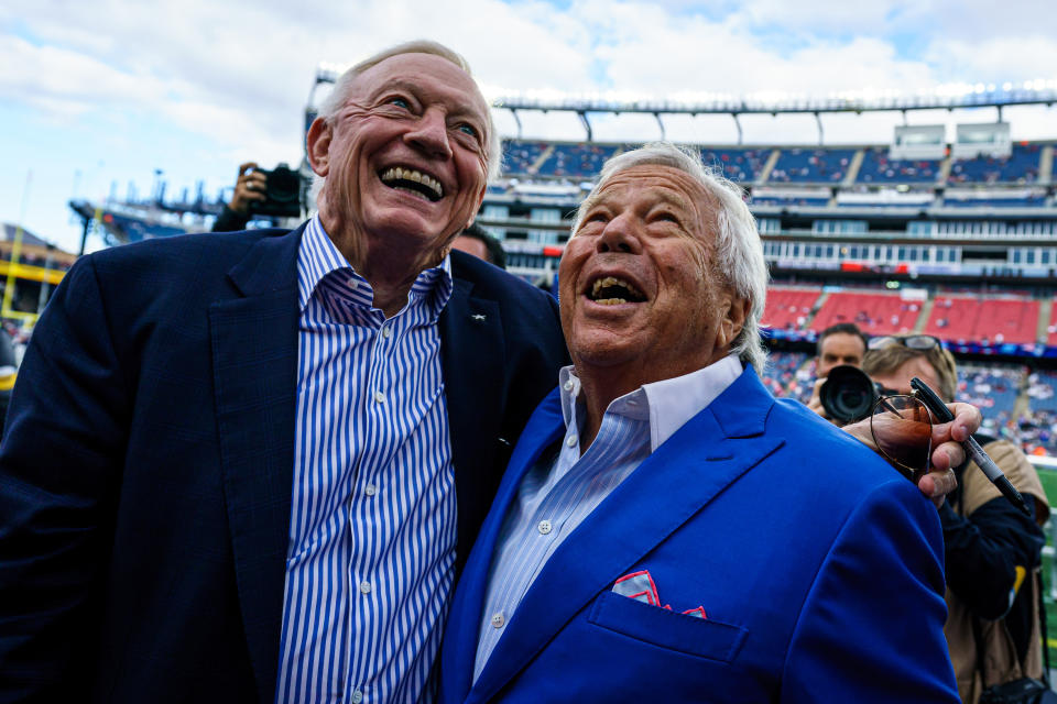 Dallas Cowboys team owner Jerry Jones didn't exactly deny he told New England Patriots team owner Robert Kraft 