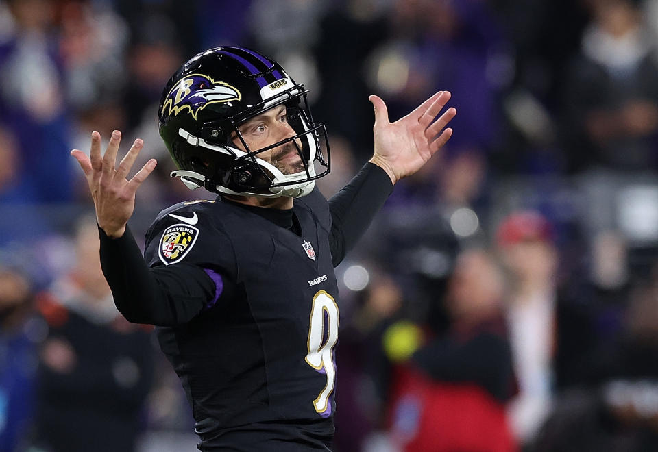 Justin Tucker #9 of the Baltimore Ravens is a fantasy star