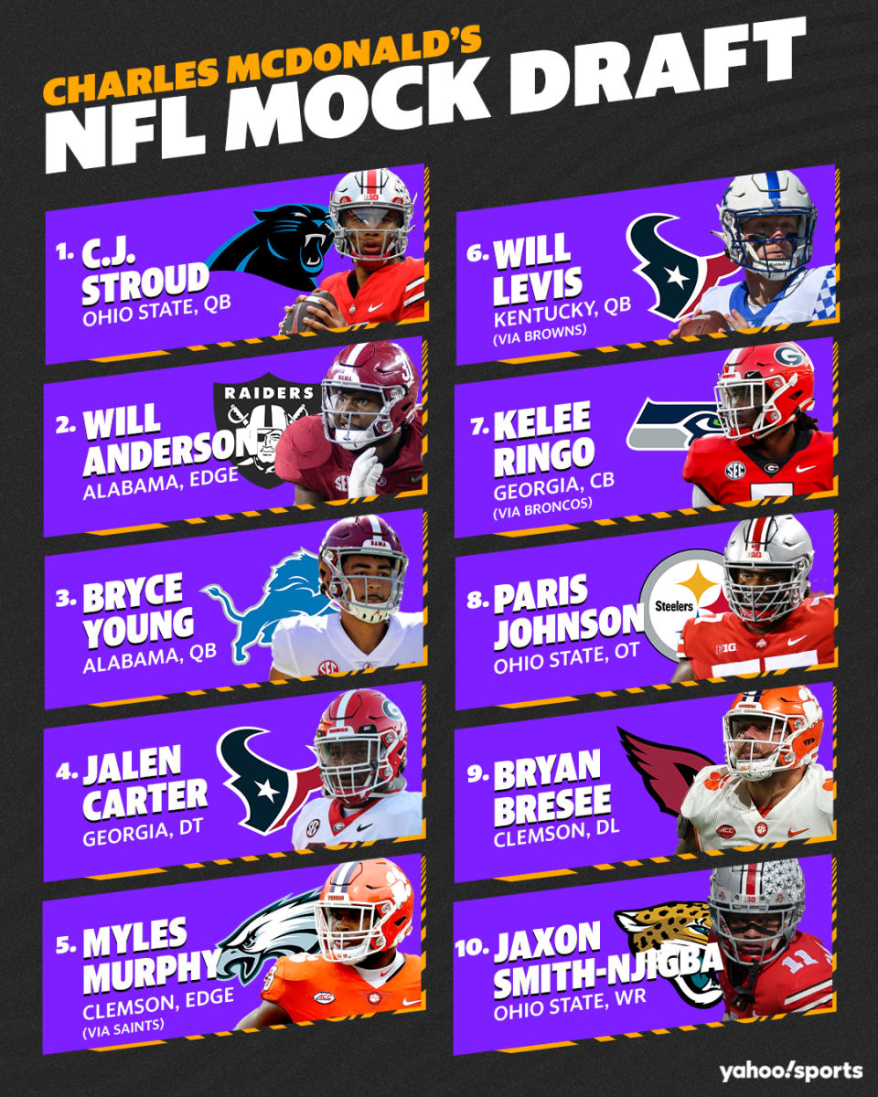 Charles McDonald's first 2023 NFL mock draft is here. (Moe Haidar/Yahoo Sports)