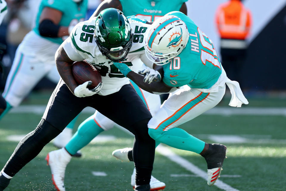 The Jets enjoyed Quinnen Williams' run-in with Tyreek Hill. (Photo by Edward Diller/Getty Images)