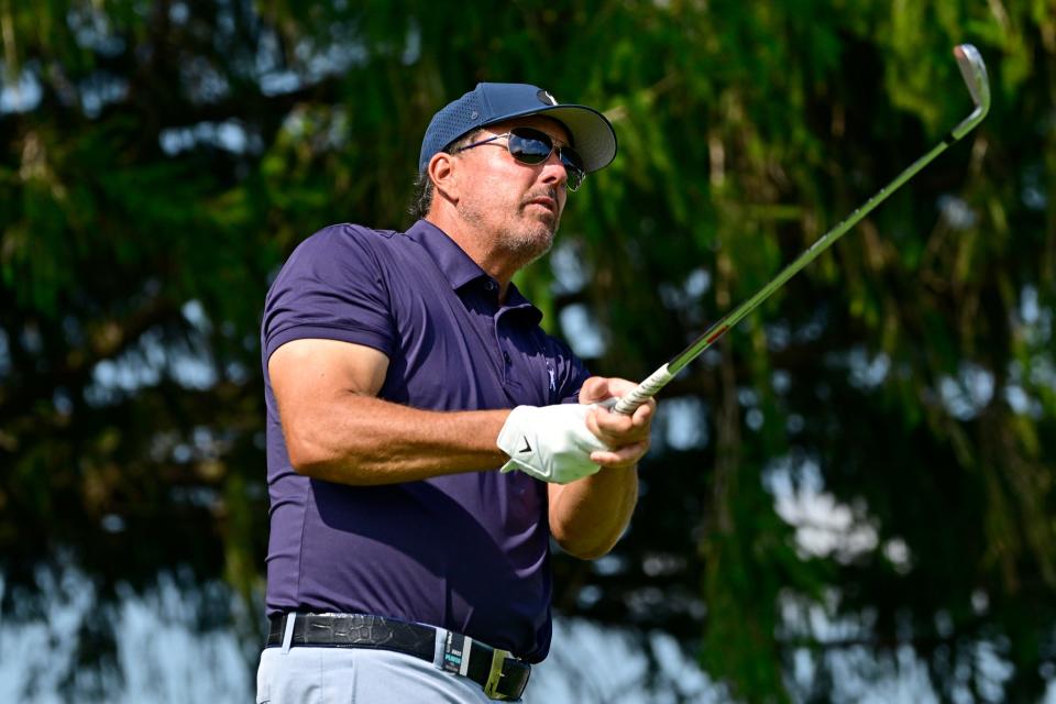 Phil Mickelson at the 2022 LIV Golf Invitational - Chicago at Rich Harvest Farms in Sugar Grove, Illinois. Photo by Quinn Harris/Getty Images