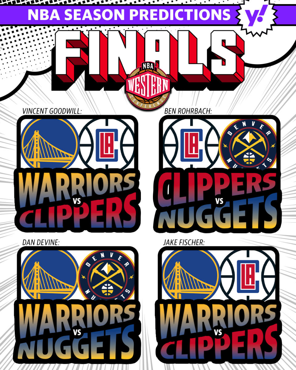 Yahoo Sports NBA predictions for the 2023 Western Conference finals. (Graphic by Michael Wagstaffe/Yahoo Sports)
