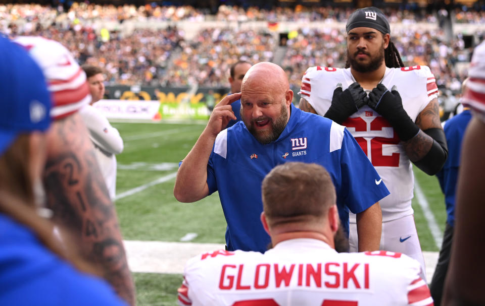 New York Giants head coach Brian Daboll looks like the early frontrunner for NFL Coach of the Year as he's guided his team to a stunning 6-1 start. (Photo by Stu Forster/Getty Images)