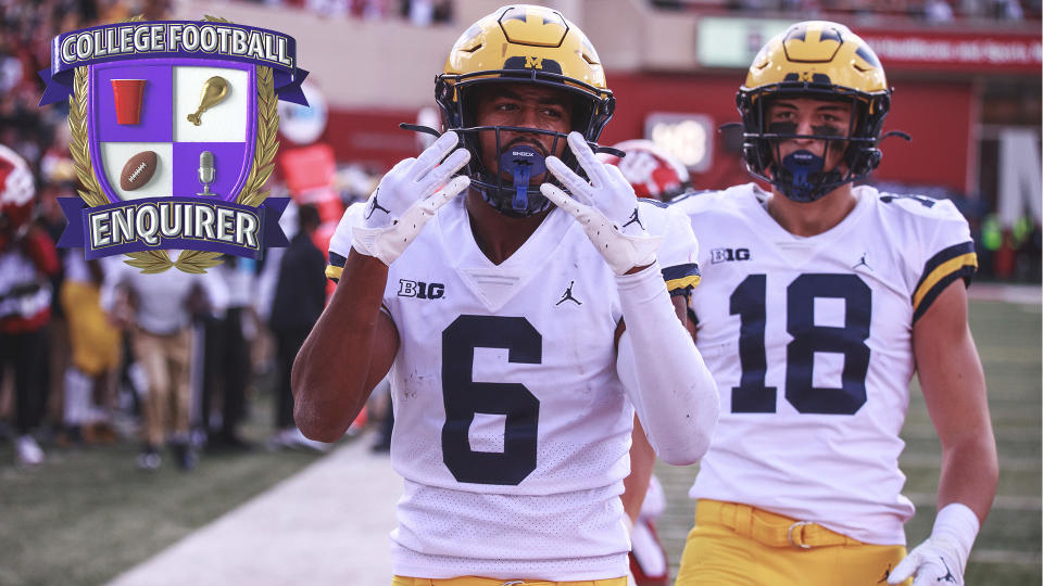 Michigan wide receiver Cornelius Johnson celebrates a touchdown
Photo by Jeremy Hogan/SOPA Images/LightRocket via Getty Images