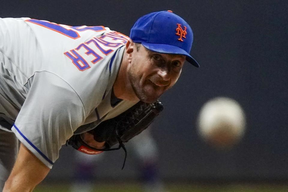 New York Mets starter Max Scherzer leads a loaded pitching staff that will make for a dangerous playoff contender. (AP Photo/Morry Gash)
