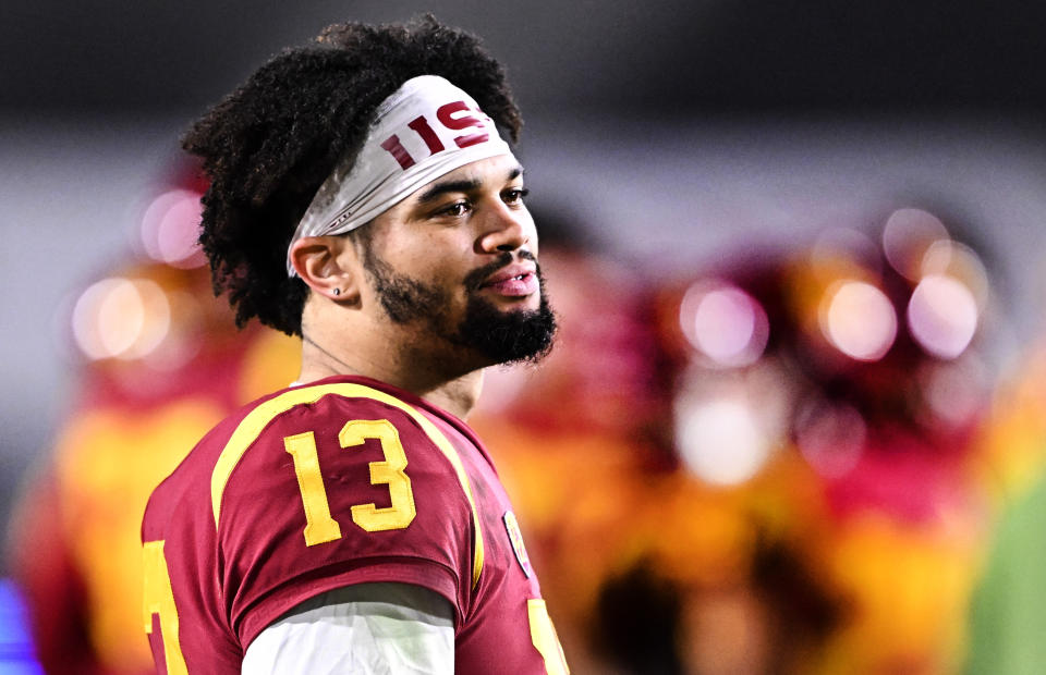 Can USC and Caleb Williams make the College Football Playoff? We have them penciled into the top four in our latest edition of bowl projections. (Photo by Keith Birmingham/MediaNews Group/Pasadena Star-News via Getty Images)