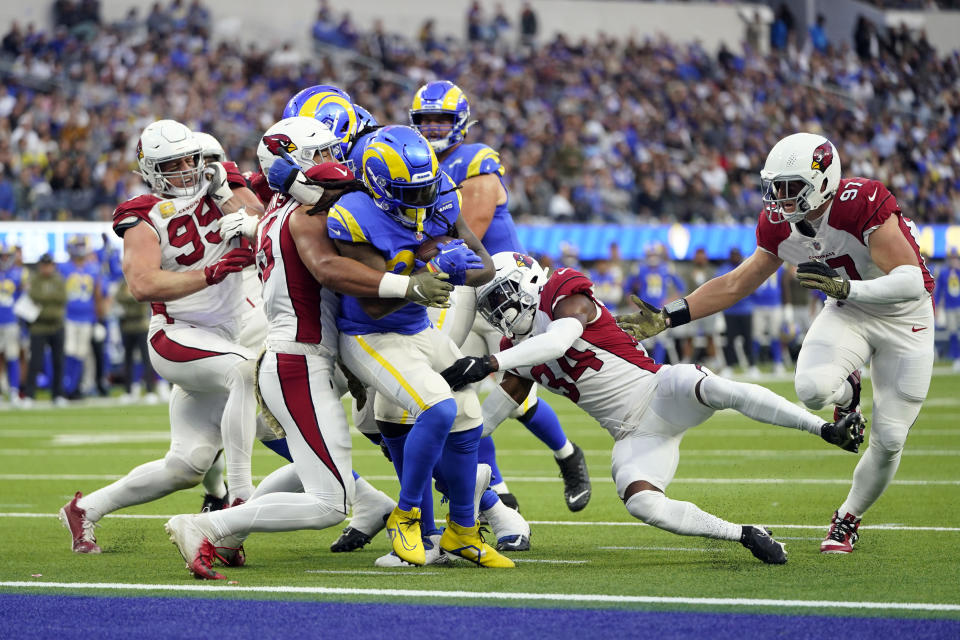 Rams running back Darrell Henderson Jr. is a cut candidate in fantasy leagues. (AP Photo/Jae C. Hong)