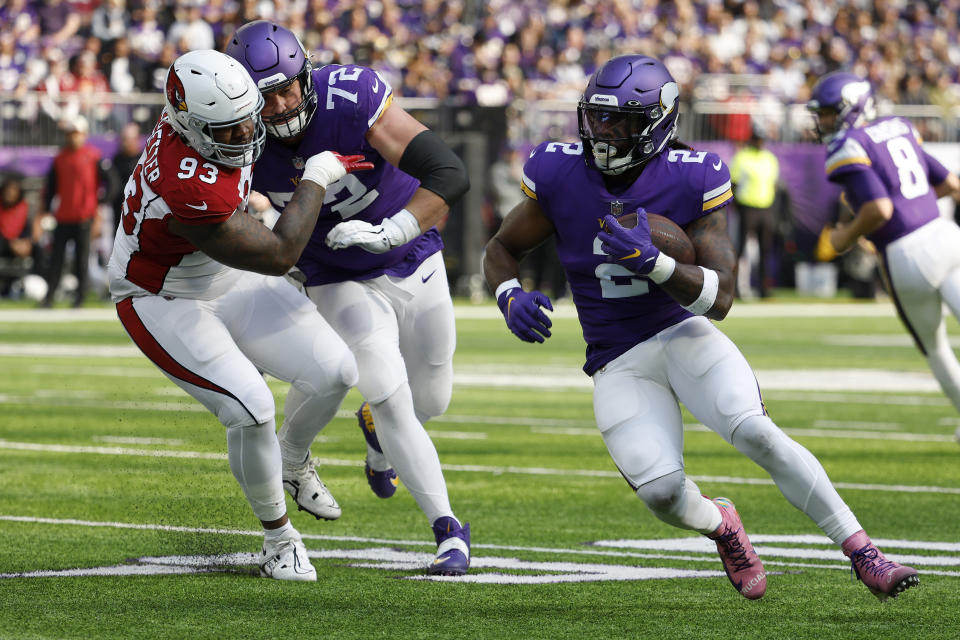 If Alexander Mattison was dropped in your fantasy league, it's a good time to add him to your roster. (Photo by David Berding/Getty Images)