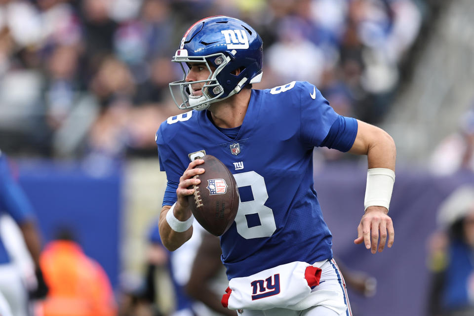 Daniel Jones #8 of the New York Giants has fantasy value