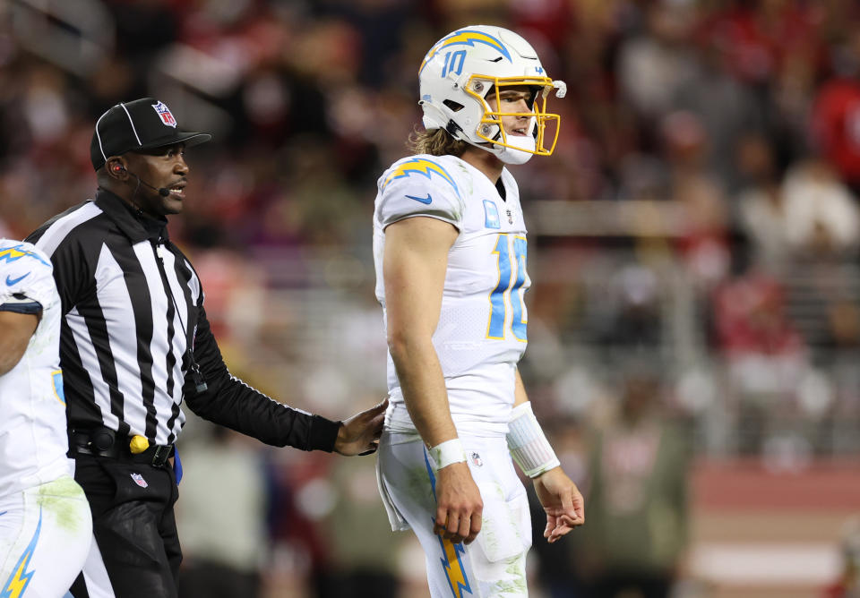 Justin Herbert #10 of the Los Angeles Chargers has fantasy value