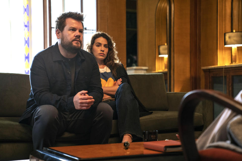 L-R - Jamie Buckingham (James Corden), Amadine Buckingham (Melia Kreiling)