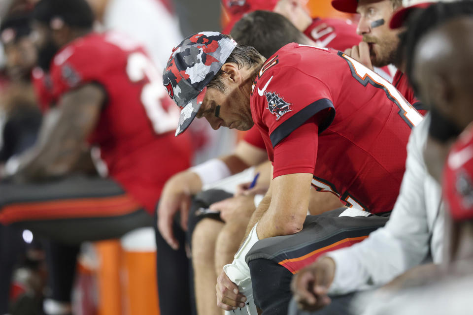Tampa Bay Buccaneers quarterback Tom Brady (12) and his team are having a rough season. (AP Photo/Alex Menendez)