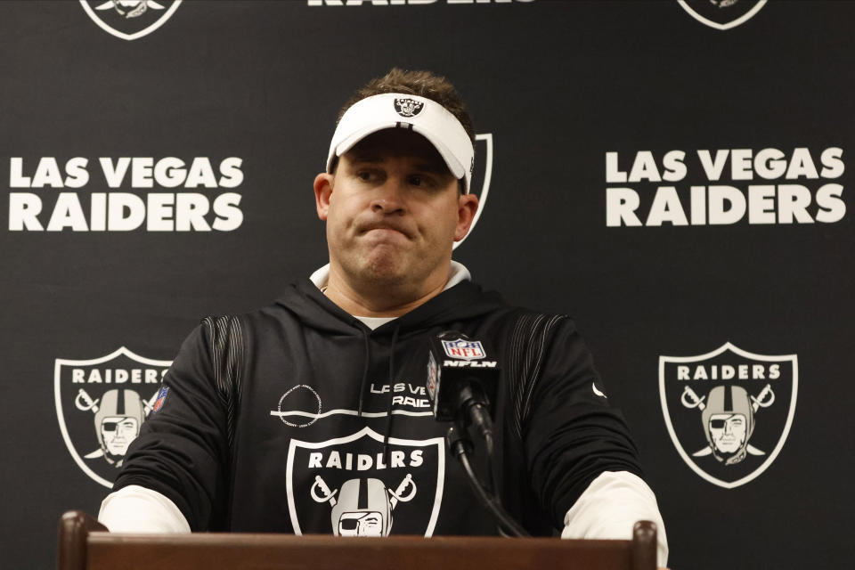 Las Vegas Raiders head coach Josh McDaniels is off to a bad start this season. (AP Photo/Rusty Costanza)