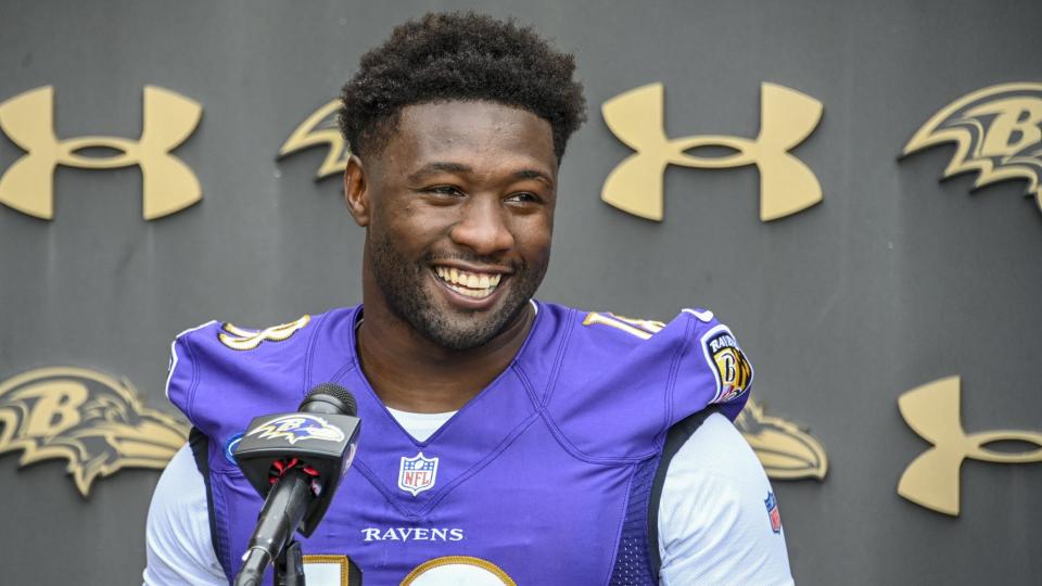 Though the Ravens already believed they were all in for a Super Bowl quest, the trade for inside linebacker Roquan Smith, speaking to Baltimore media for the first time, was another sign that they're determined to contend this year. (Kevin Richardson/Baltimore Sun/Tribune News Service via Getty Images)