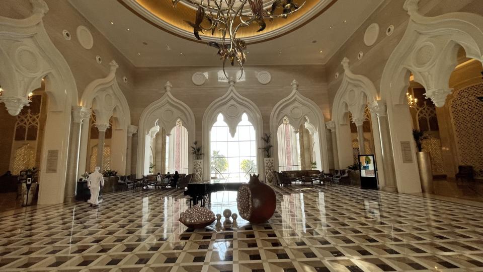 This picture taken October 15, 2022 shows a view of the lobby area of The Pearl Doha - Marsa Malaz Kempinski Hotel, which will serve as a base camp for the USA national football team during the Qatar 2022 FIFA World Cup in the capital Doha. (Photo by AFP) (Photo by -/AFP via Getty Images)