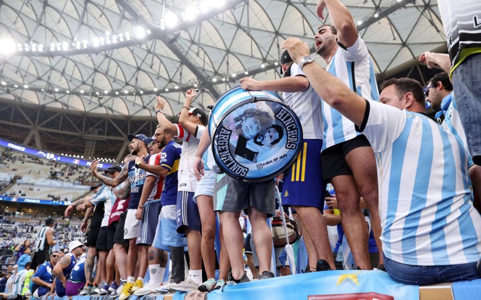 Argentina fans show their support prior to the FIFA World Cup Qatar 2022 Final match between Argentina and France at Lusail Stadium - Clive Brunskill/Getty Images