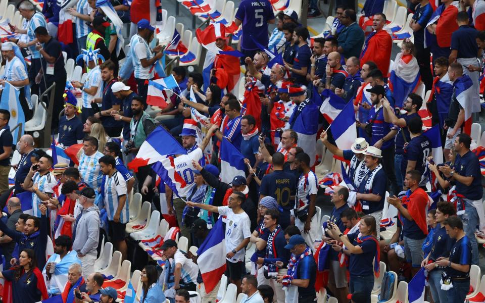 France fans inside the stadium before the match - Bernadett Szabo/Reuters