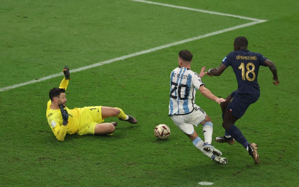 Hugo Lloris of France makes a save against Alexis Mac Allister - Getty