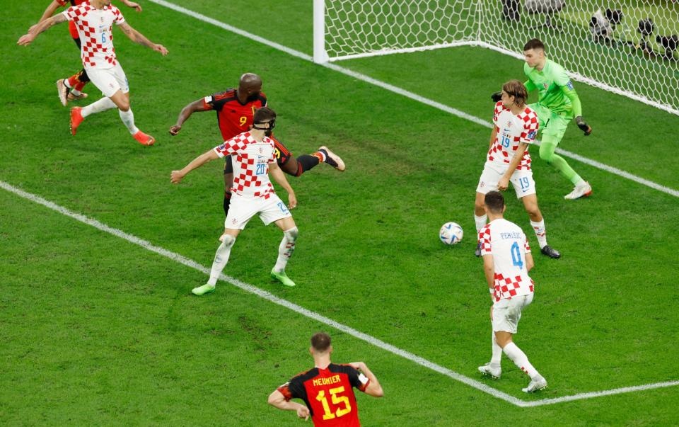 Belgium's Romelu Lukaku in action with Croatia's Borna Sosa - ALBERT GEA/REUTERS