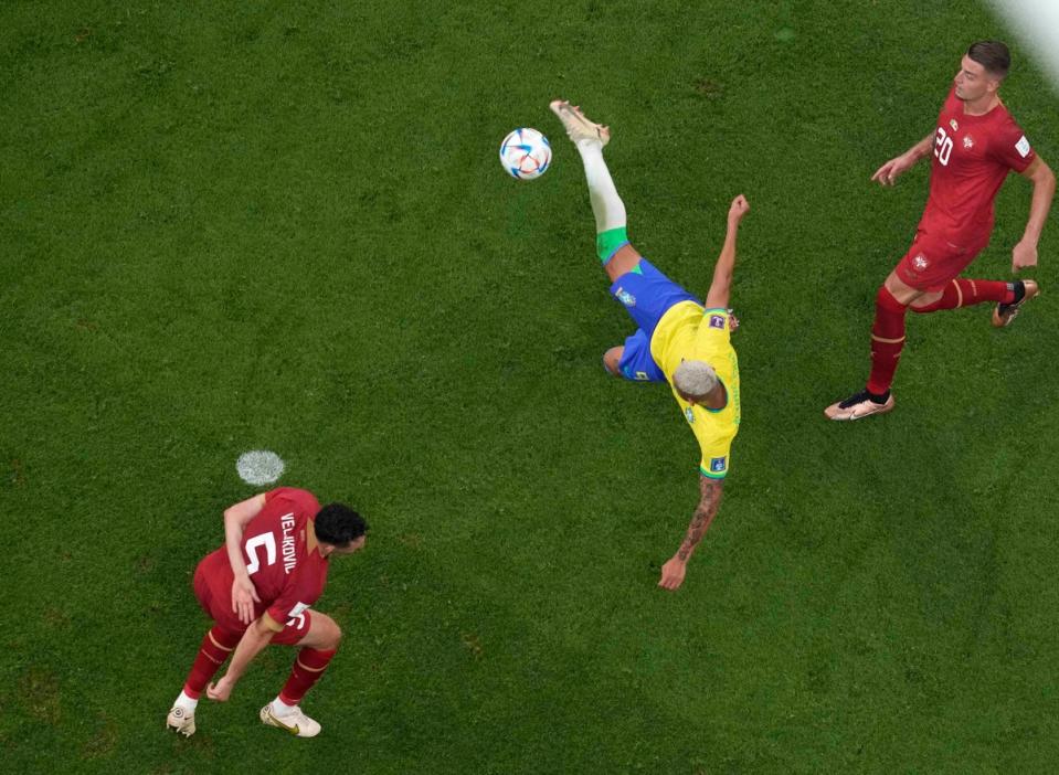 Richarlison’s scissor kick is arguably the goal of the tournament but not an all-time classic (Copyright 2019 The Associated Press. All rights reserved)