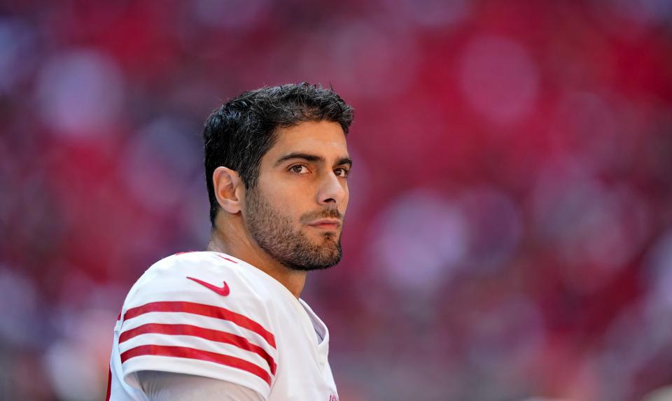 Jimmy Garoppolo is limiting the mistakes he used to frequently make. Can he keep it up for a Super Bowl run? (AP Photo/Brynn Anderson)