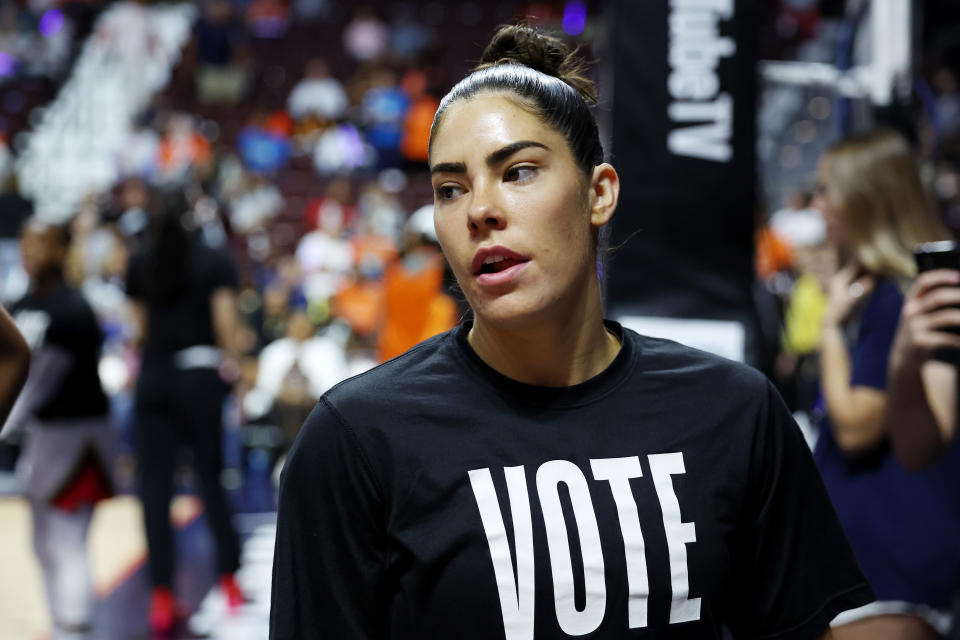 Las Vegas Aces guard Kelsey Plum told Yahoo Sports that she wants to be a VP in the players association to push for issues that the majority of WNBA players are passionate about. (Maddie Meyer/Getty Images)