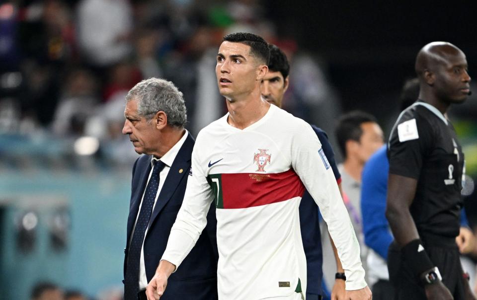Cristiano Ronaldo of Portugal reacts after they are substituted - GETTY IMAGES