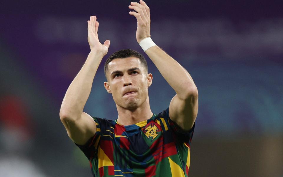 Portugal's Cristiano Ronaldo applauds fans during the warm up - PEDRO NUNES/REUTERS