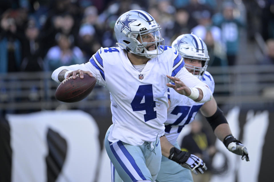 Dallas Cowboys quarterback Dak Prescott has come back strong after having thumb surgery following a Week 1 loss. (AP Photo/Phelan M. Ebenhack)