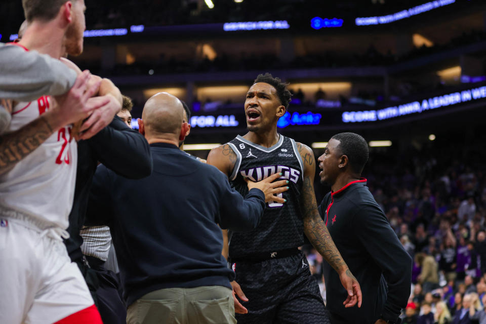 Rockets guard Garrison Mathews and Kings guard Malik Monk were both ejected after a fourth quarter confrontation. (Sergio Estrada-USA TODAY Sports)