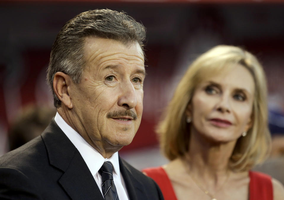 Arte Moreno, shown here with his wife, Carole, has apparently changed his mind about selling the Angels. (AP Photo/Chris Carlson, File)