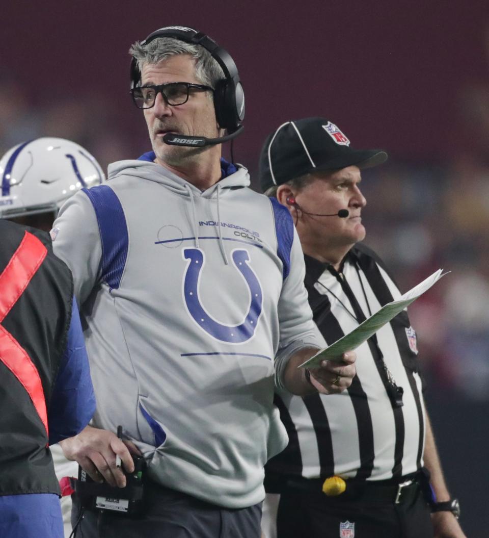 Indianapolis Colts head coach Frank Reich, Saturday, Dec. 25, 2021, at State Farm Stadium in Glendale, Ariz. Indianapolis Colts At Arizona Cardinals At State Farm Stadium In Glendale Ariz On Saturday Dec 25 2021 Christmas Day Nfl