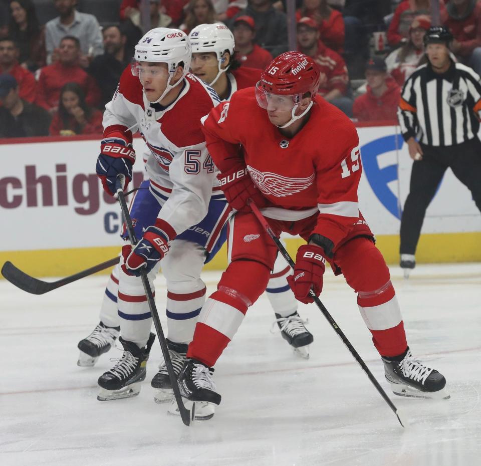 Jakub Vrana plays against the Canadiens at Little Caesars Arena, October 14, 2022.